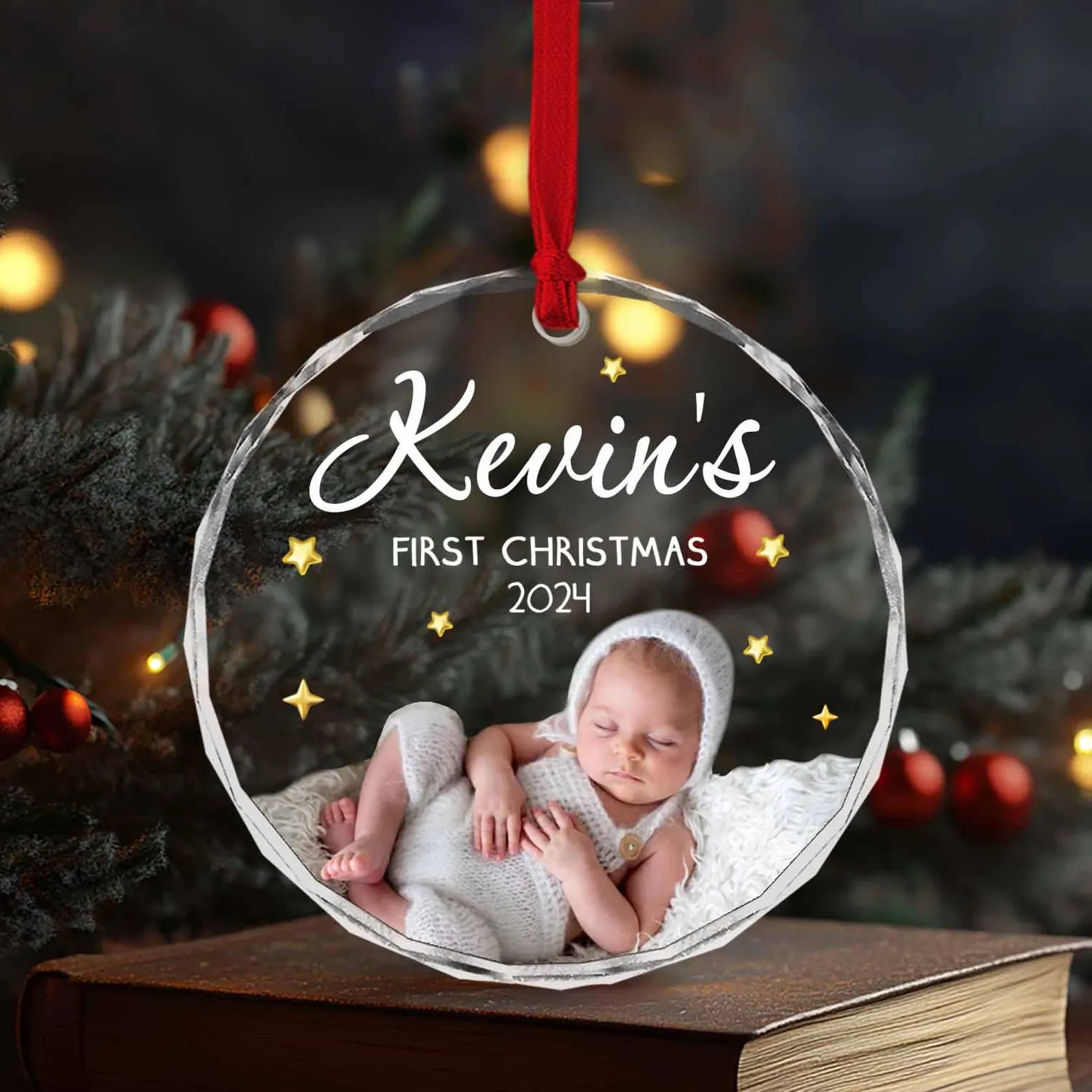 Personalized Baby Photo Glass Ornament, Baby's First Christmas Ornament, Kids Christmas Gift, Family Ornament, Christmas Tree Decoration. COBILUMIE69