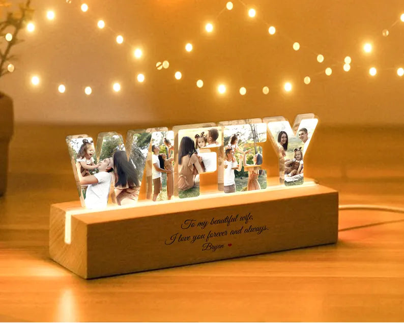 Personalized Wifey Photo Collage Light, Family Photo Gift, Anniversary Gift, Gift For Wife, Wedding Gift, Gift For Couple, Christmas Gifts NLFRBILUMIE25