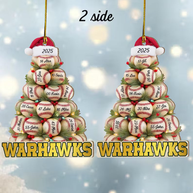 Custom Baseball Team Name Christmas Ornament, Custom Baseball Player Gift, Baseball Team Gift, Baseball Coach Gift, Sport Ornament. COBILUMIE81