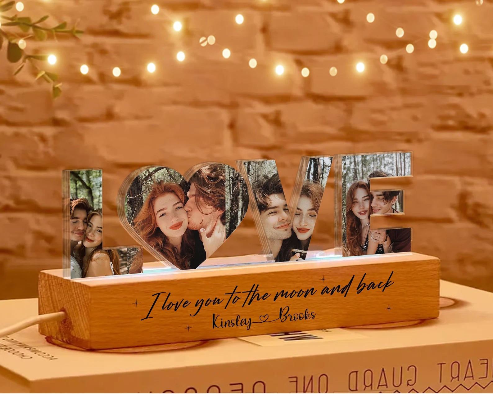 Personalized Couple Photo Collage Night Light, Custom Valentines Day Gift, Gift for Couple, Anniversary Gift, Gift for Girlfriend, Love Gift. NLFRBILUMIE14