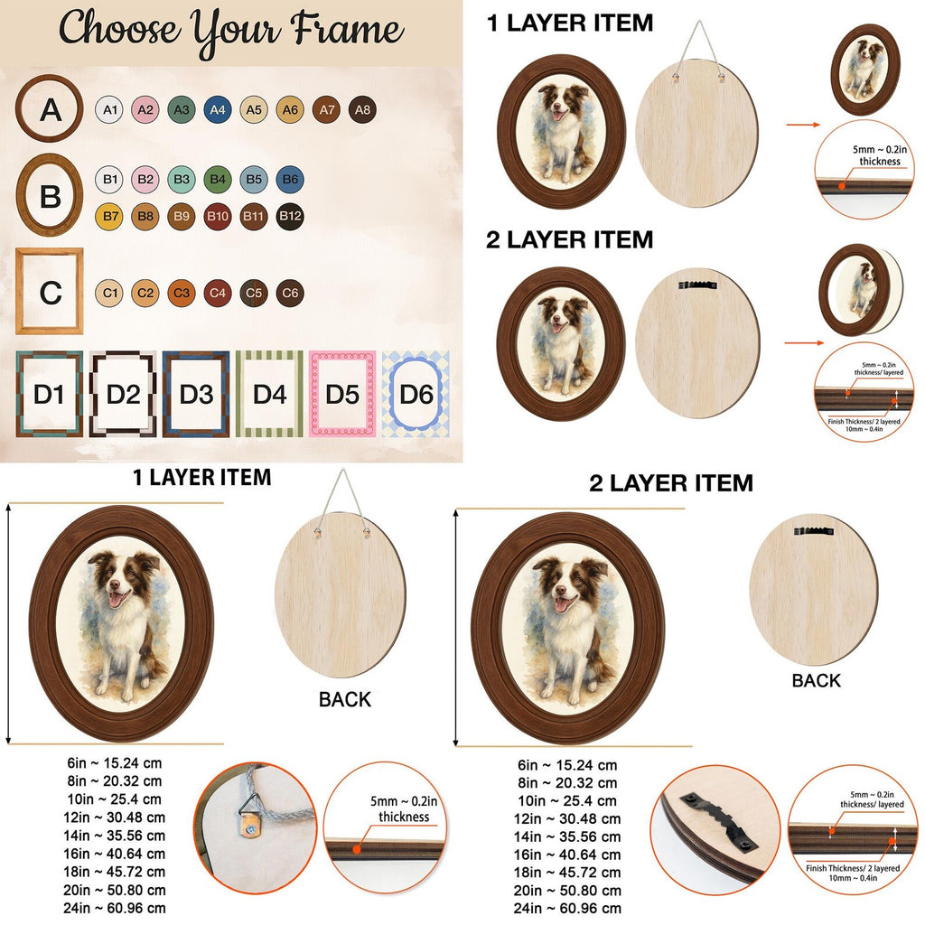 Custom Pet Portrait From Photo Wooden Hanging, Custom Dog Photo Frame, Pet Memorial Gift, Dog Loss Sympathy Gift, Gift For Dog Lovers. PTBILUMIE4