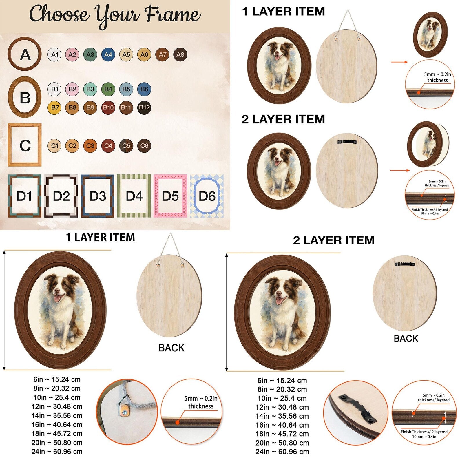 Custom Pet Portrait From Photo Wooden Hanging, Custom Dog Photo Frame, Pet Memorial Gift, Dog Loss Sympathy Gift, Gift For Dog Lovers. PTBILUMIE4