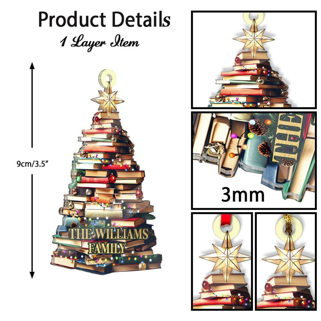 Personalized Family Christmas Ornament, Christmas Tree Ornament, Bookish Ornament, Family Name Ornament, Book Lover Gift, Bookworm Gifts. COBILUMIE32