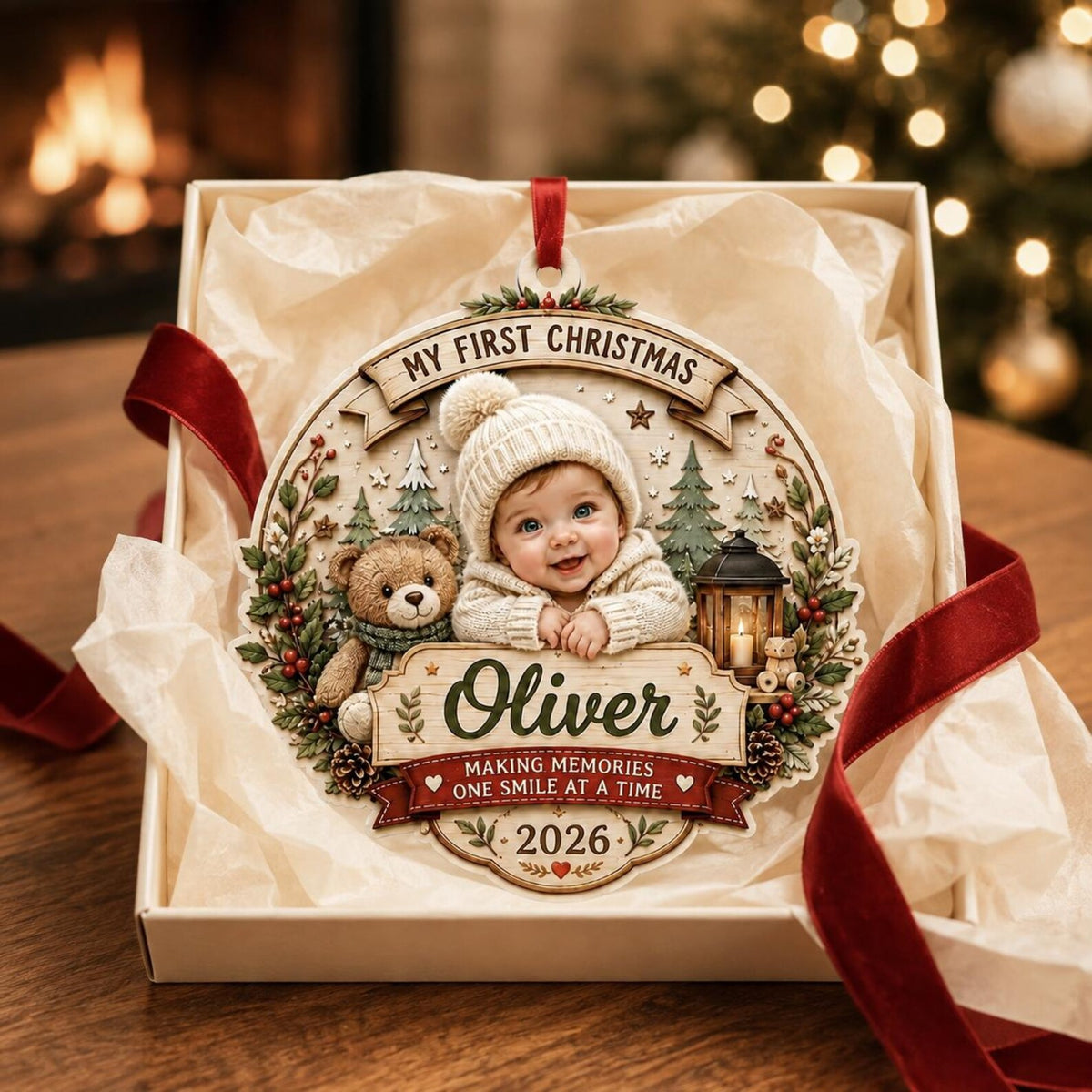 Personalized Farm Christmas Ornament, Custom Name Pig Barn Ornament, Farmer Family Gift, Rustic Wooden Homestead Christmas Decor	COBILUMIE120