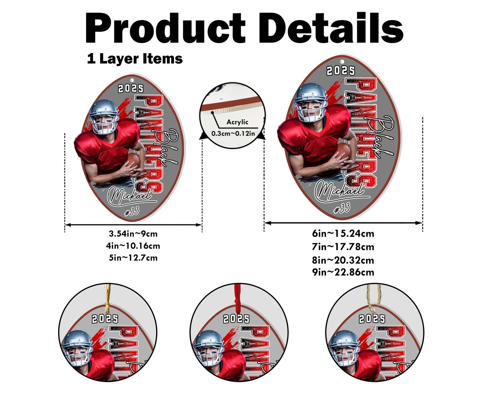 Custom Player Football Christmas Ornament, Custom Sport Photo Ornament, Football Player Gift, Football Team Gift, Football Coach Gift. COBILUMIE56