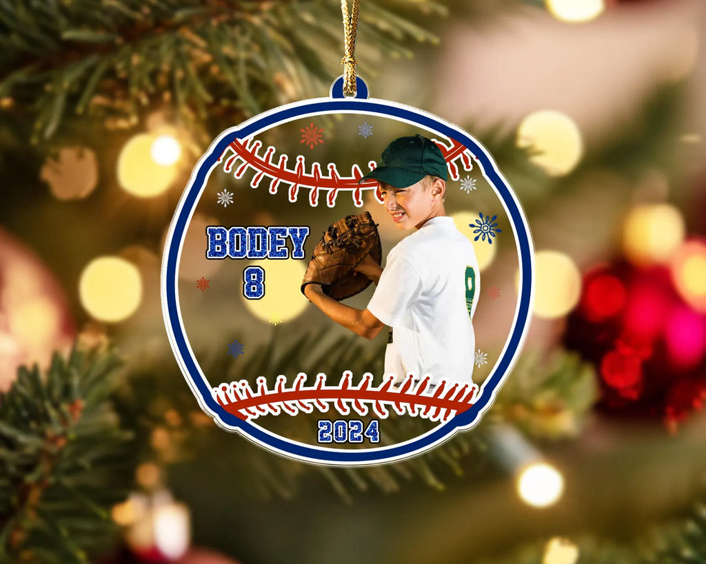 Custom Baseball Photo Christmas Ornament, Sport Ornament, Baseball Christmas Gift, Baseball Player Gift, Baseball Team Gift, Christmas Decor. COBILUMIE23
