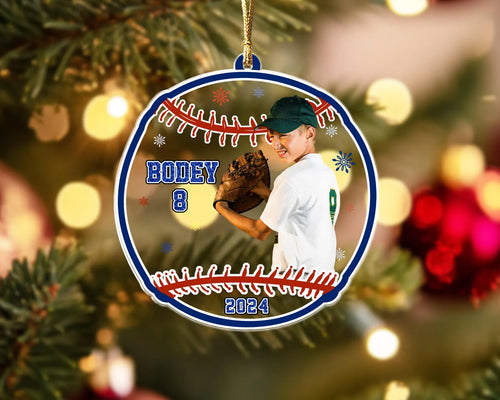 Custom Baseball Photo Christmas Ornament, Sport Ornament, Baseball Christmas Gift, Baseball Player Gift, Baseball Team Gift, Christmas Decor. COBILUMIE23