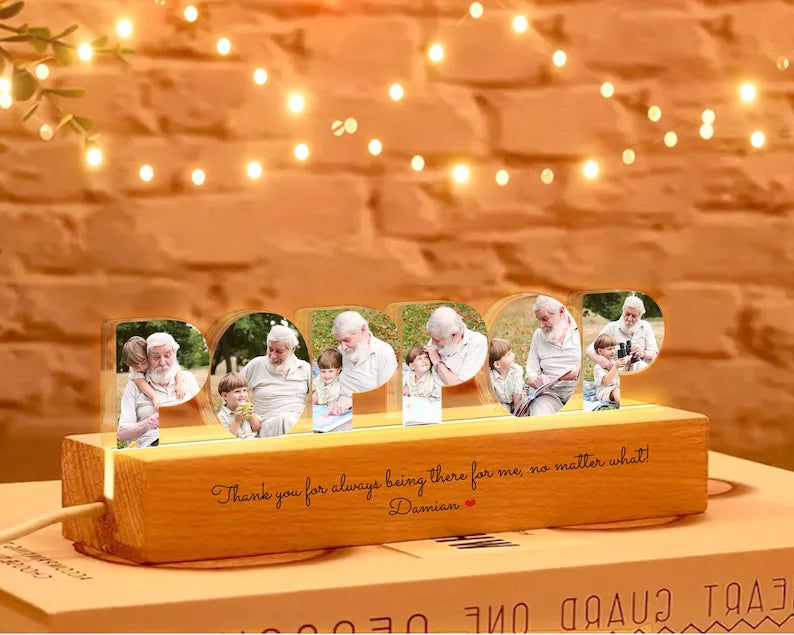 Personalized Poppop Photo Collage Light, Grandpa Night Light, Gift For Grandpa, Gift From Grandkids, Grandfather Gifts. FDBILUMIE8