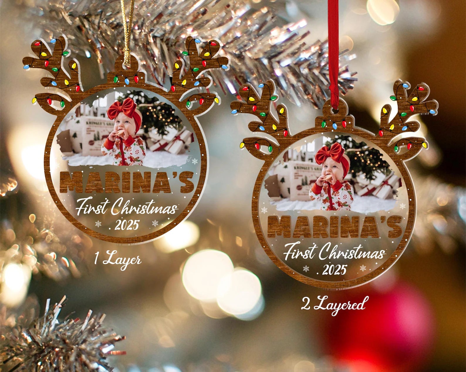 Personalized Baby's First Christmas Ornament, Baby Photo Ornament, New Baby Ornament, Baby Shower Gift, Newborn Ornament, Christmas Decor. COBILUMIE80