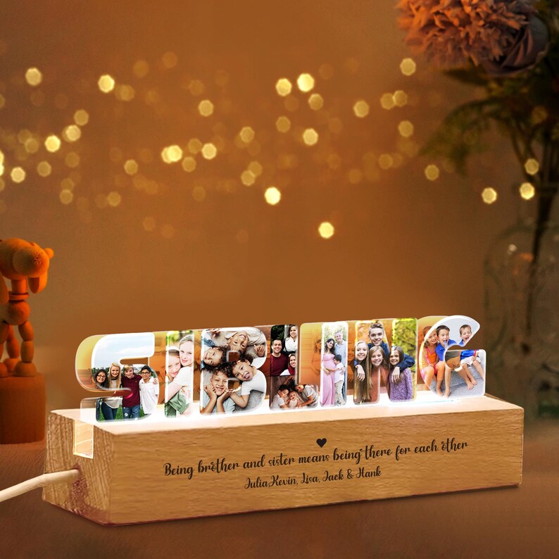 Personalized Sibling Photo Collage Night Light, Sibling Christmas Gift, Big Brother Gift, Big Sister Gift, Family Night Light, Sibling Gifts NLFRBILUMIE27