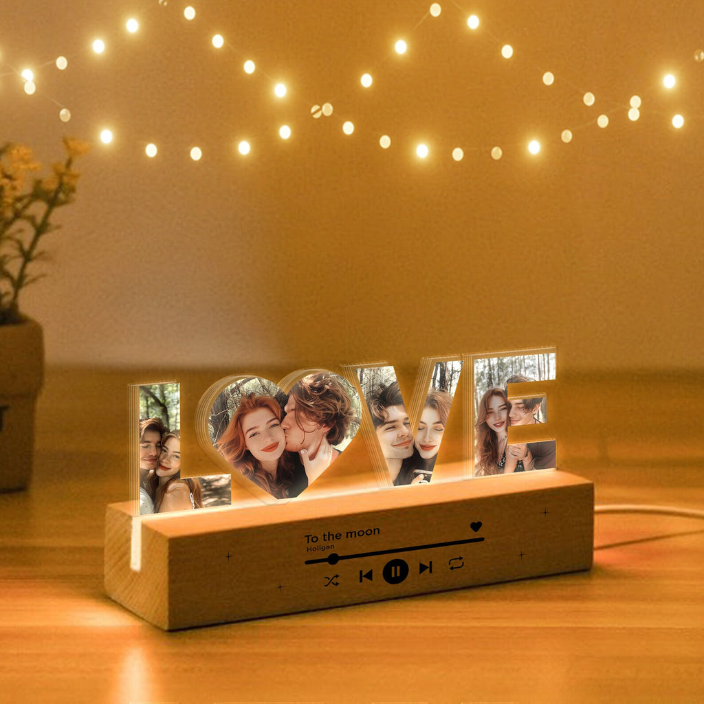 Personalized Acrylic Music Photo Night Light, Custom Couple Photo Gift, Anniversary Gift, Gift for Couple, Gift for Girlfriend, Gift For Her. NLFRBILUMIE7