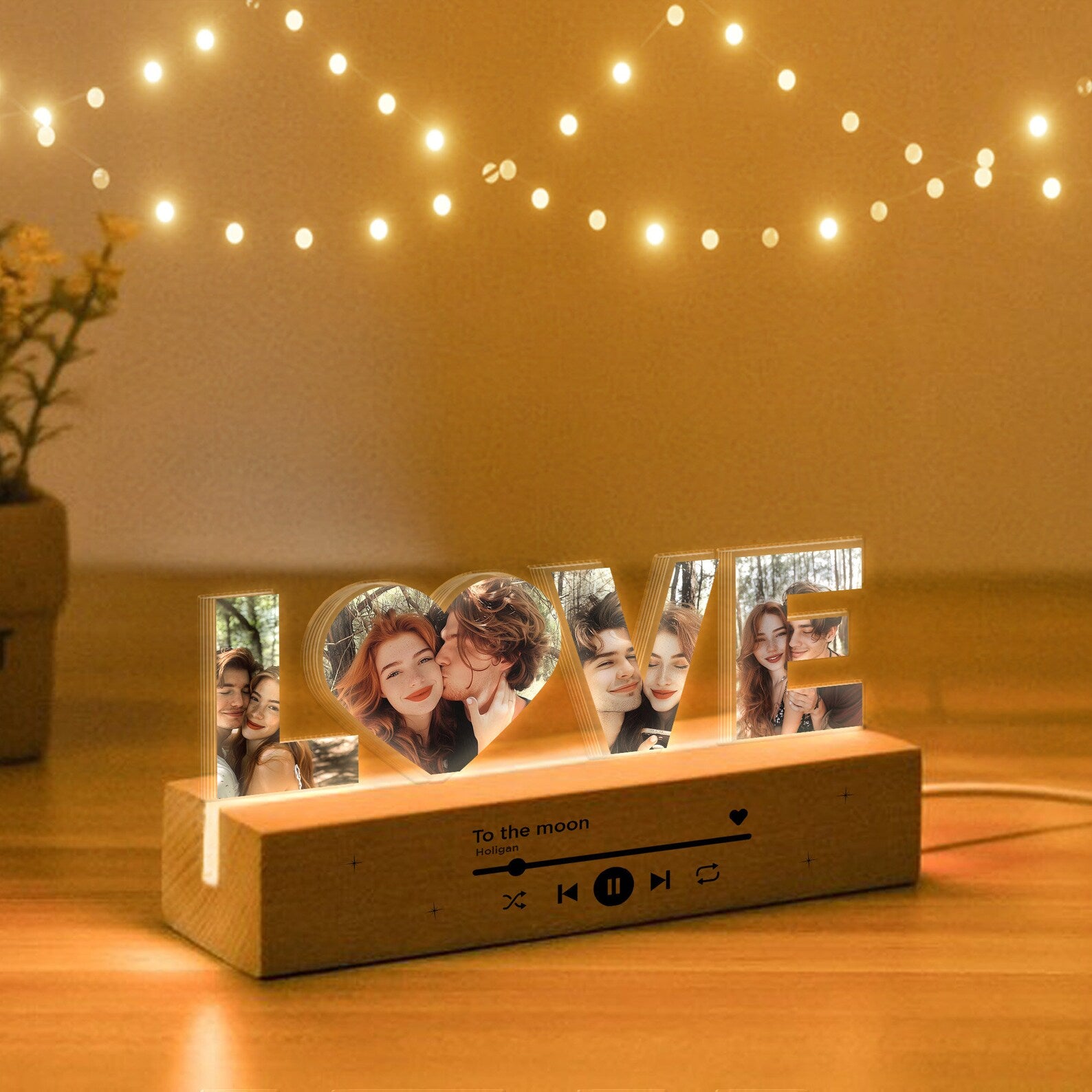 Personalized Acrylic Music Photo Night Light, Custom Couple Photo Gift, Anniversary Gift, Gift for Couple, Gift for Girlfriend, Gift For Her. NLFRBILUMIE7
