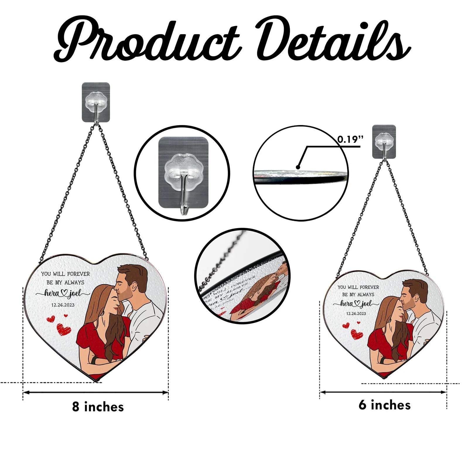 Custom Hand-draw Couple Portrait Glass Suncatcher, Anniversary Gift, Couple Portrait From Photo Gift, Boyfriend Birthday Gift, Couple Gifts. SCBILUMIE4