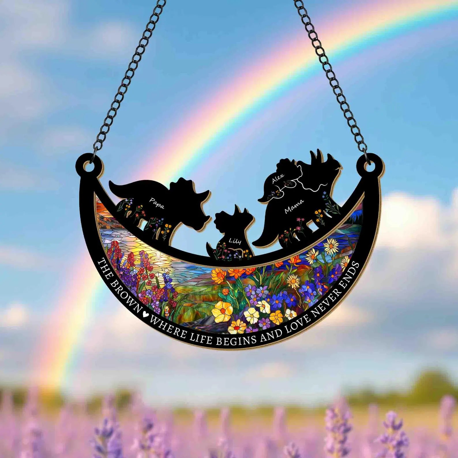 Custom Dinosaur Mom Suncatcher, Custom Mother’s Day Gift for Mom, Dinosaur Family Gift, Mom Birthday Gift, Gift From Kids, Window Hanging. MDBILUMIE6