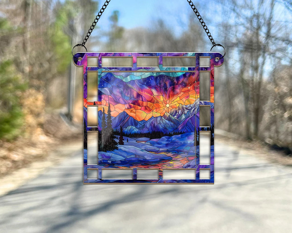 Denali National Park Suncatcher, US National Parks Window Hangings Suncatcher, Landscape Suncatcher, Traveler Gift, Housewarming Gift. SCBILUMIE12