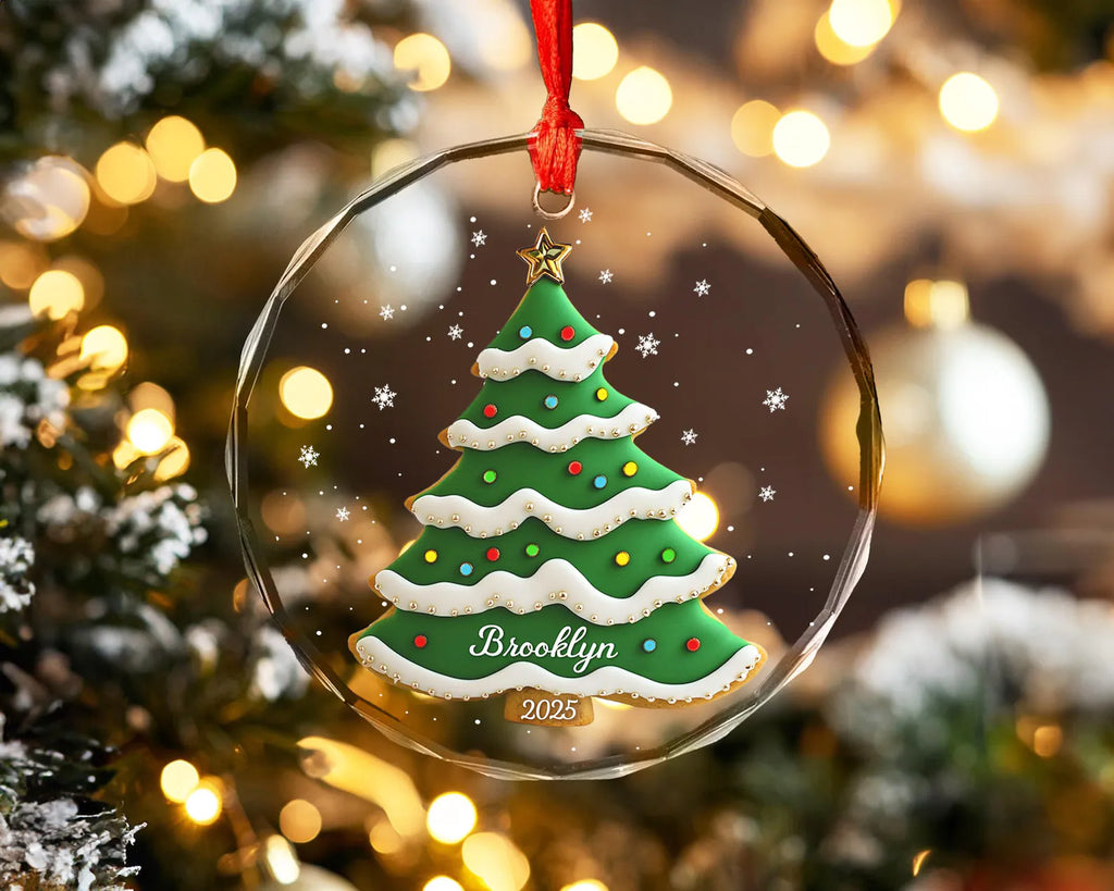 Personalized Name Christmas Tree Glass Ornament, Custom Family Name Christmas Ornament, Kids Name Ornament, Christmas Tree Decoration. COBILUMIE79