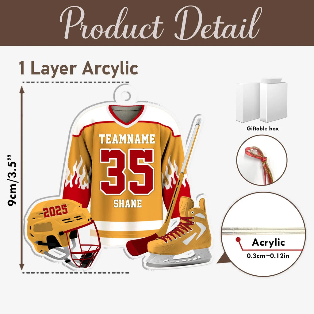 Personalized Hockey Christmas Ornament, Sport Ornament, Ice Hockey Ornament, Hockey Player Gift, Hockey Fan Gift, Team Christmas Gifts. COBILUMIE68