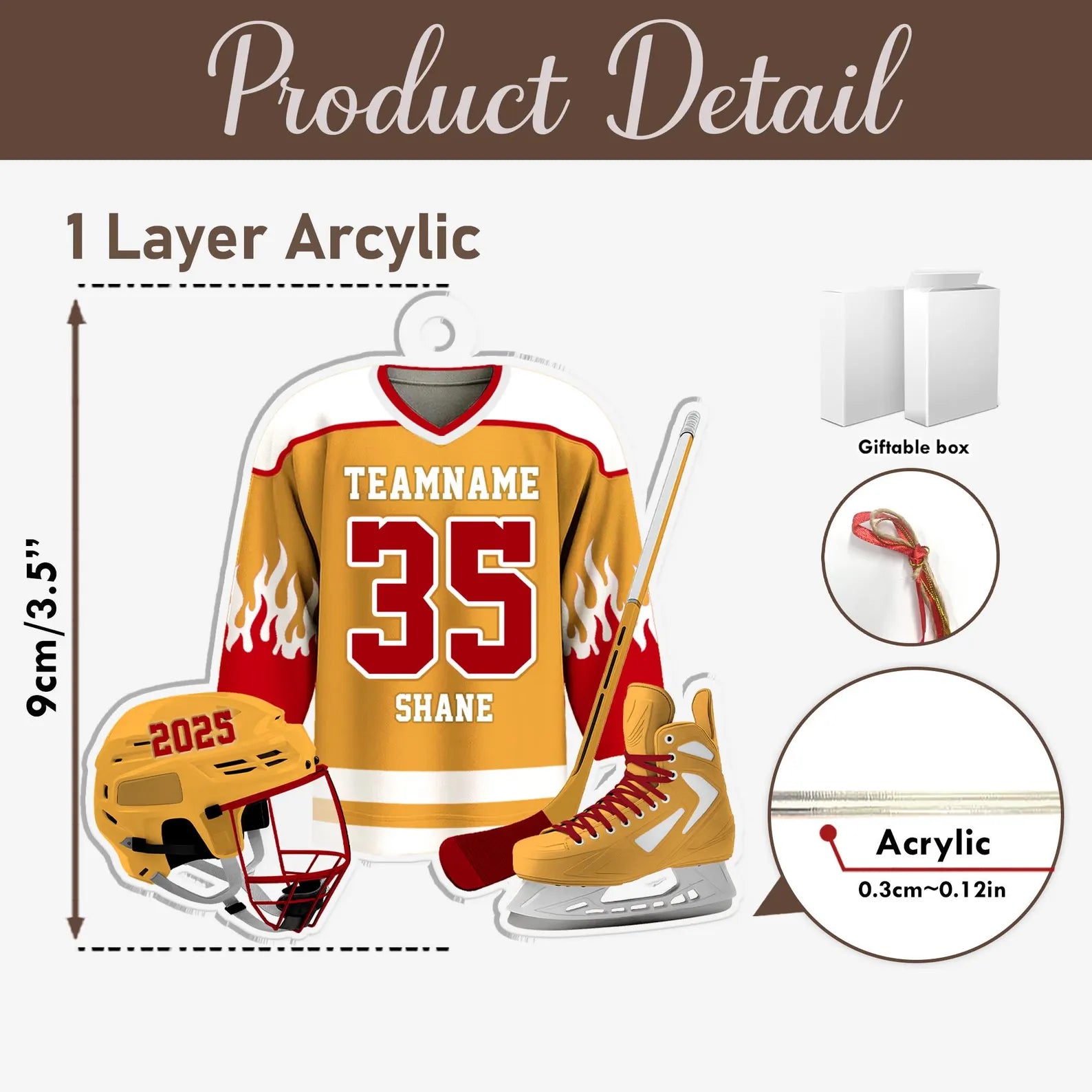 Personalized Hockey Christmas Ornament, Sport Ornament, Ice Hockey Ornament, Hockey Player Gift, Hockey Fan Gift, Team Christmas Gifts. COBILUMIE68