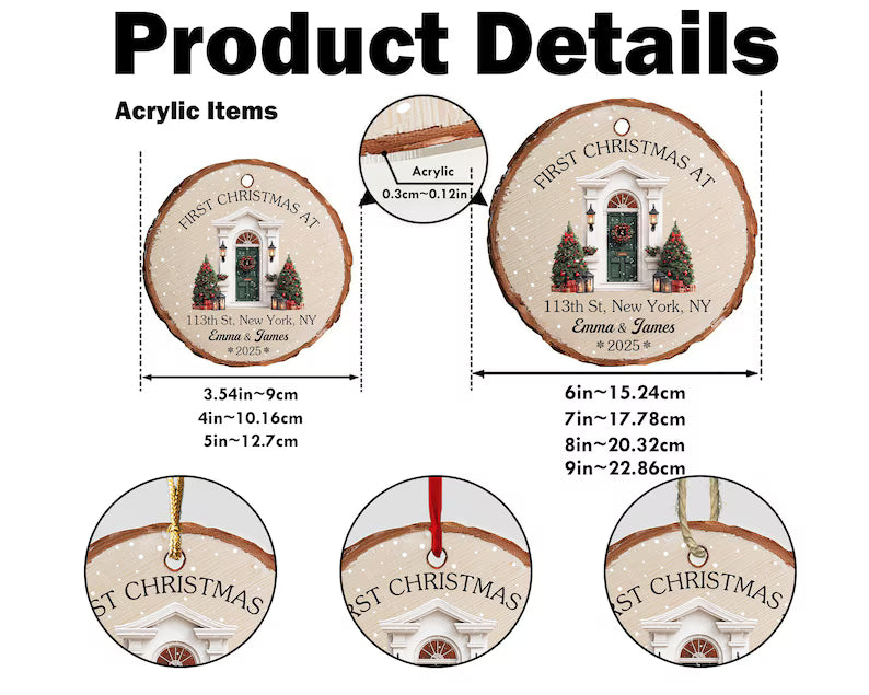 Custom New Home Ornament, Custom First Christmas in Our New Home Keepsake, First Home Ornament, Address Ornament, Christmas Decoration. COBILUMIE5
