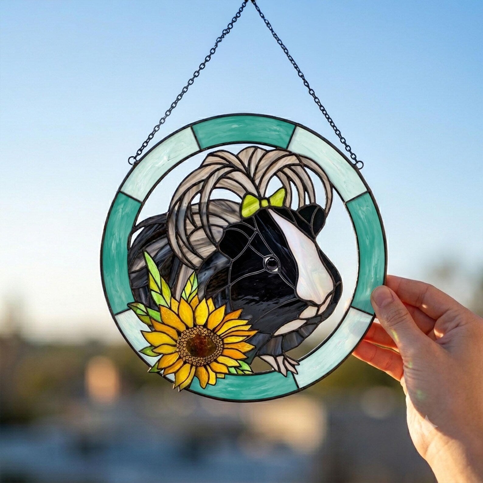 Personalized Guinea Pig Memorial Glass Suncatcher, Custom Pet Portrait Gift, Pet Memorial Gift, Hamster Lover Gift, Window Hanging. SCCBILUMMIE24