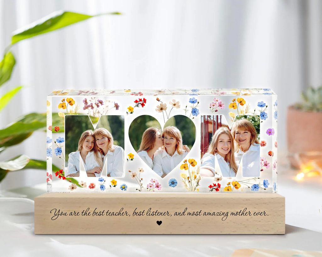 Custom Mom And Daughter Photo Collage Night Light, Mother's Day Gift, Family Photo Gift, Gift For Mom, Mom Birthday Gift, Mom Gift From Kids. NLFRBILUMIE31