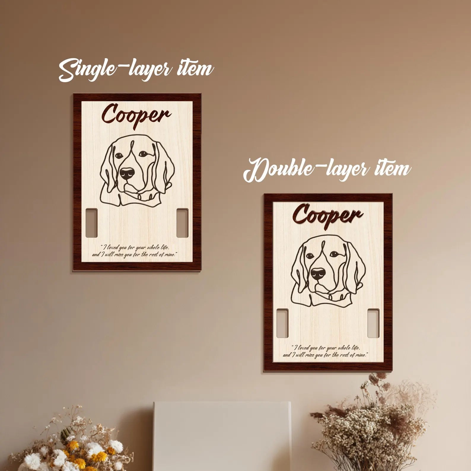 Custom Memorial Pet Collar Sign, Custom Dog Memorial Collar Holder Frame, Pet Memorial Gift, Dog Loss Gift, Loss Of Pet Sympathy Gift. PTBILUMIE7
