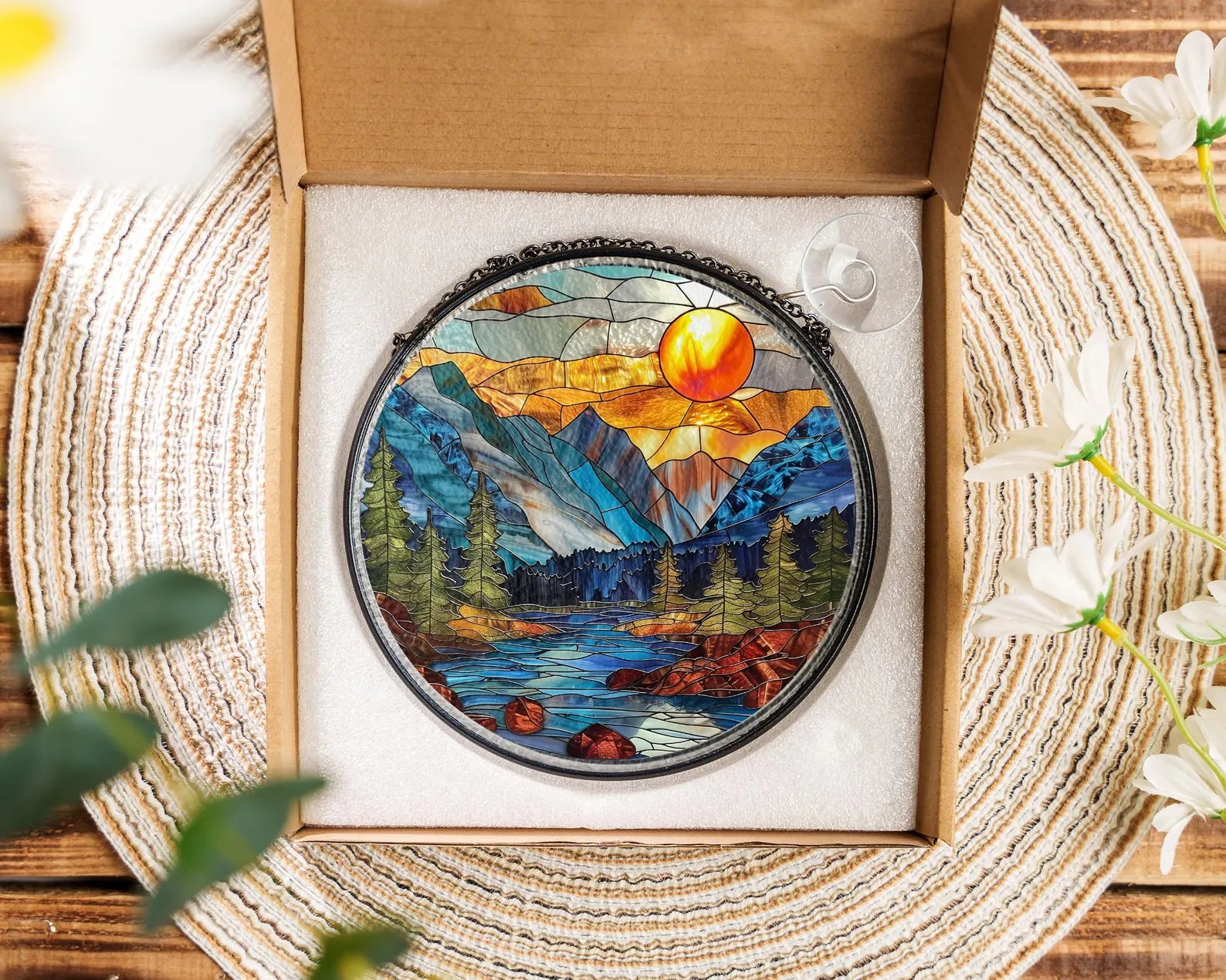 Glacier National Park Glass Suncatcher, Montana National Park Glass Art, Blue Ridge Mountains Window Hangings, Traveler Gifts. SCBILUMIE28