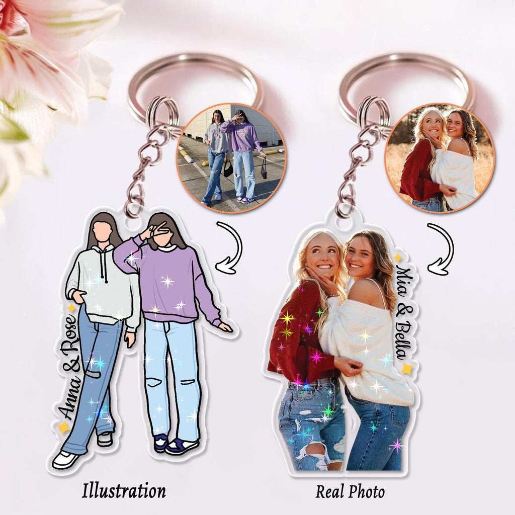 Custom Besties Hologram Keychain, Custom Besties Photo Keychain, Gift For Besties, Bestie Gift, Soul Sister Gift, Gift For Best Friends. PKBILUMIE1