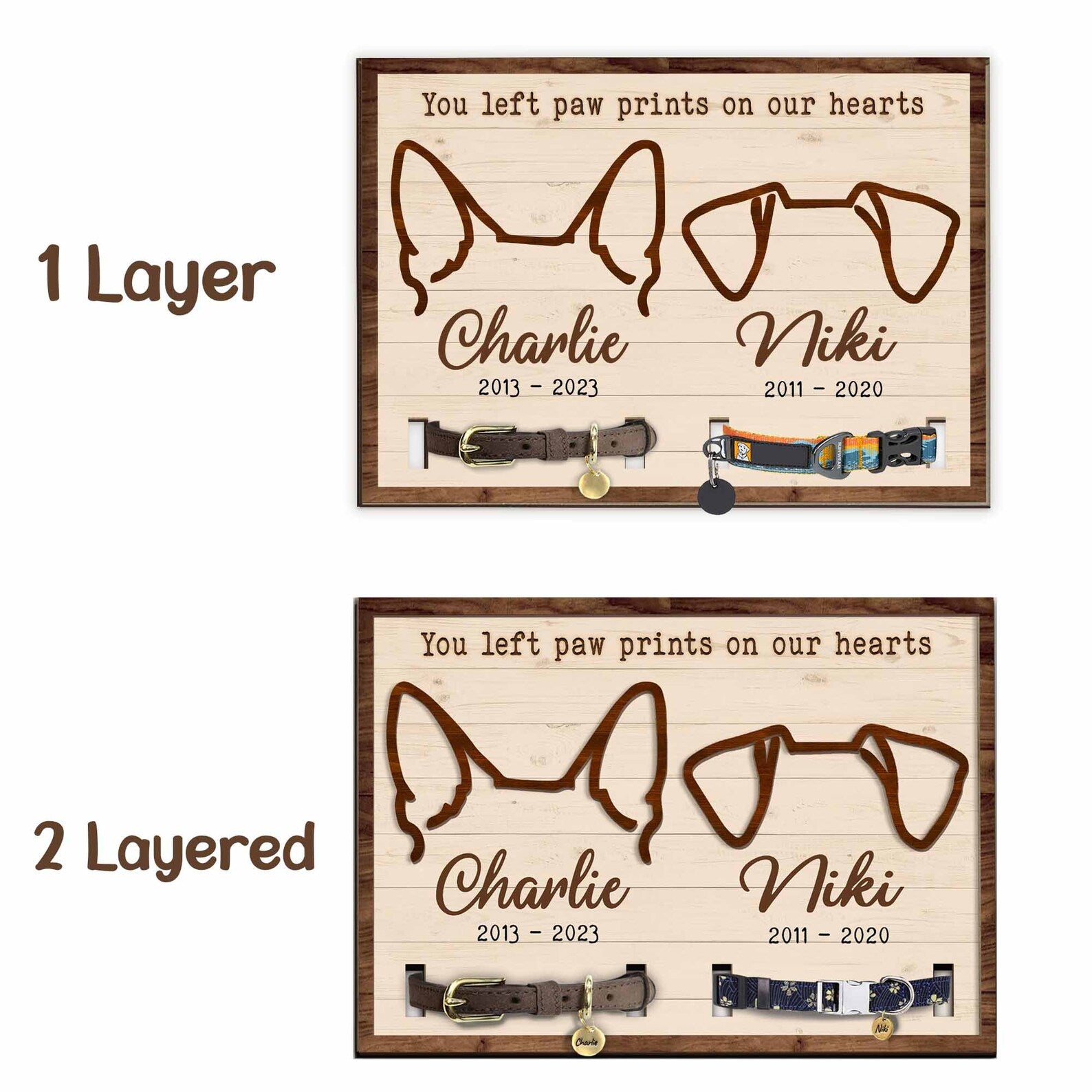 Personalized Pet Memorial Collar Frame, Custom Dog Ears Frame, Custom Dog Memorial Sign, Loss Of Dog Sympathy Gift, Pet Memorial Gift. PTBILUMIE9