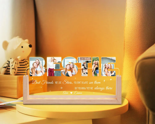 Custom Best Friend Photos Collage Night Light, Bestie Gift, Gift for Girlfriend, Friendship Gift, Best Friend Birthday Gift, Gift For Bestie. NLFRBILUMIE1
