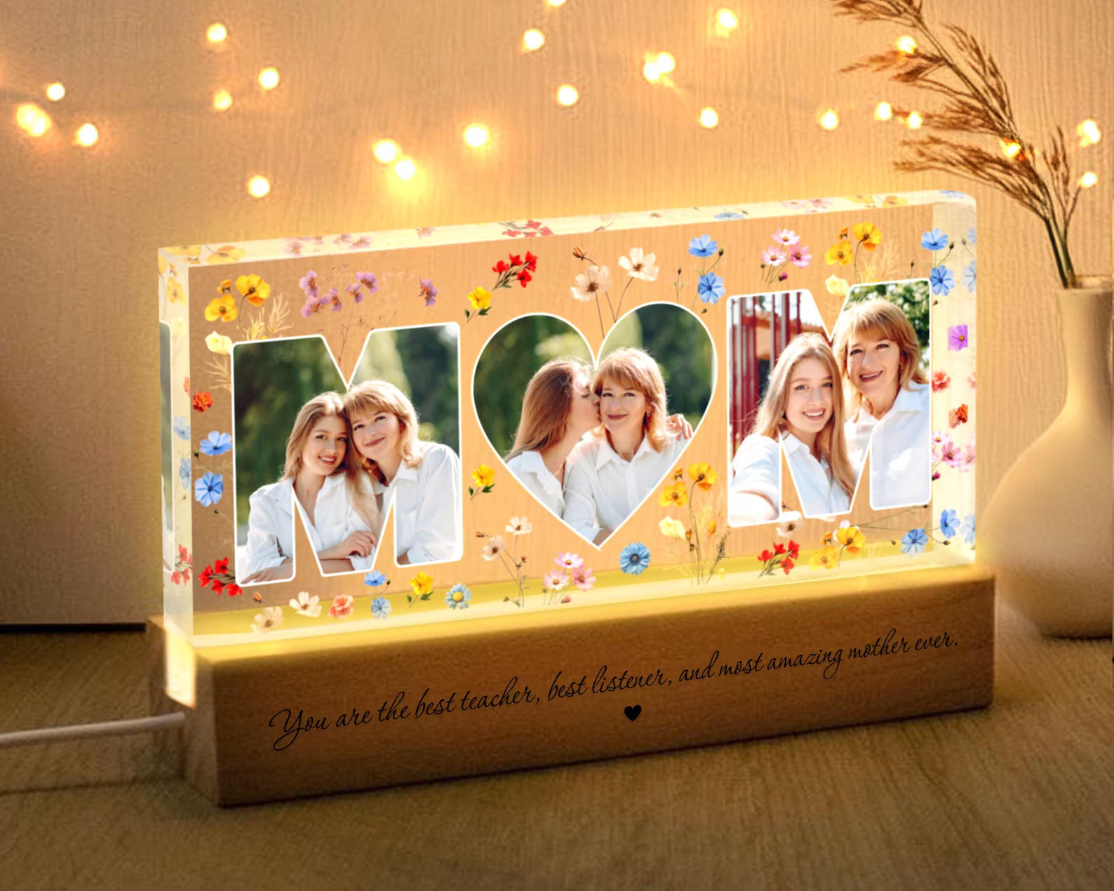 Custom Mom And Daughter Photo Collage Night Light, Mother's Day Gift, Family Photo Gift, Gift For Mom, Mom Birthday Gift, Mom Gift From Kids. NLFRBILUMIE31