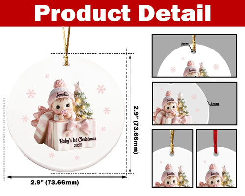 Custom Baby's First Christmas Ceramic Ornament, Baby's 1st Christmas Gift, Baby Boy Ornament, New Baby Gift, Christmas Tree Decor. COBILUMIE24