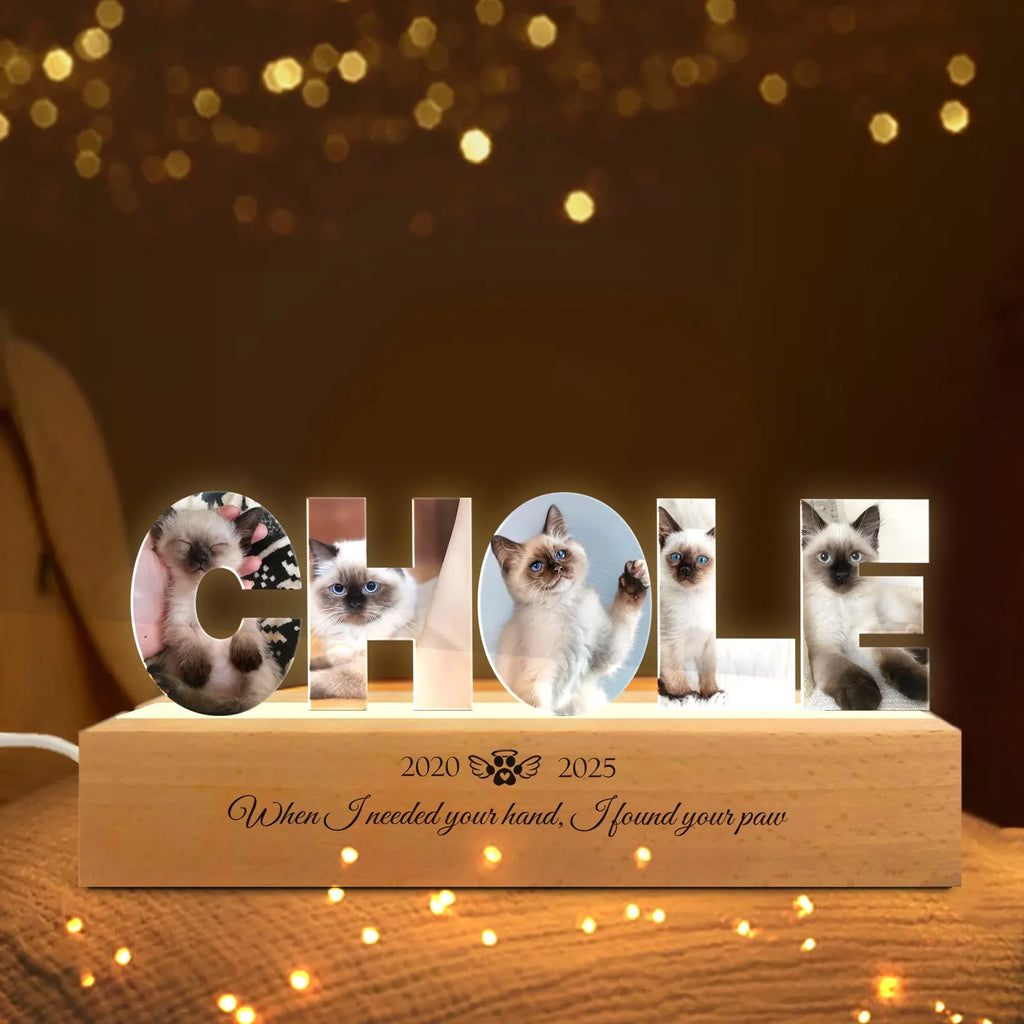 Custom Cat Memorial Night Light, Custom Pet Photo Collage Night Light, Pet Memorial Gift, Loss Of Cat Sympathy Gift, Cat Loss Gift. MGBILUMIE7