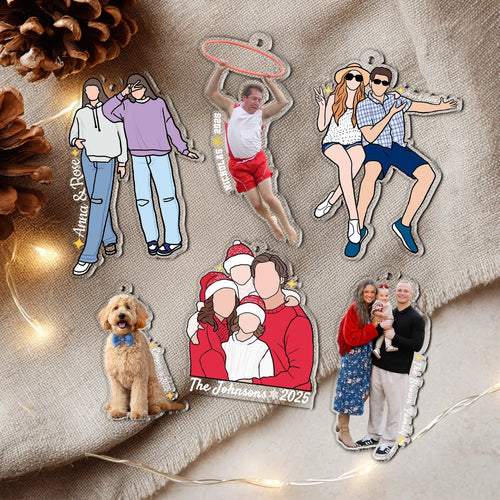 Custom Couple Portrait Christmas Ornament, Custom Couple Photo Ornament, Anniversary Gift, Gift For Couple, Gift For Her, Christmas Decor COBILUMIE49
