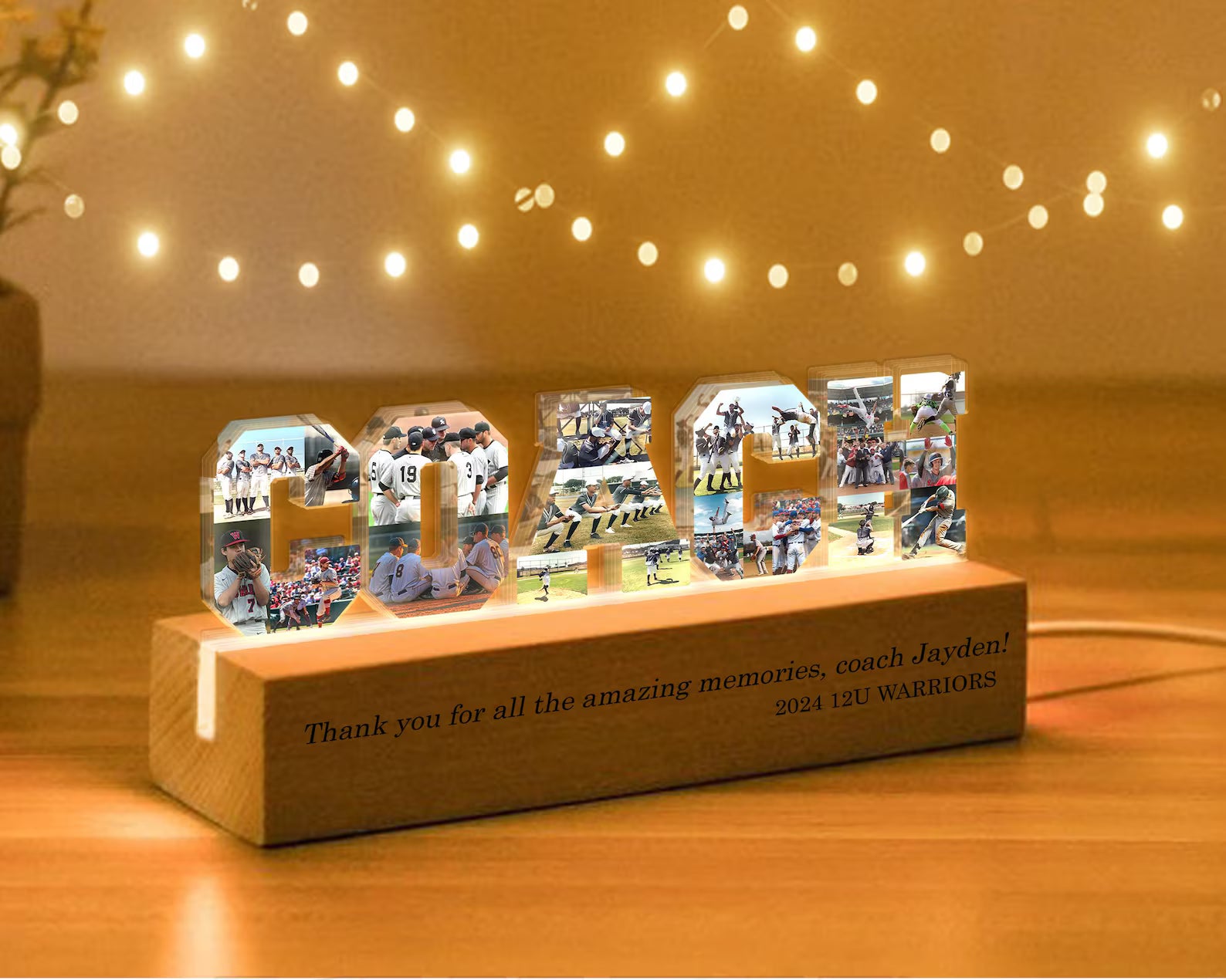 Personalized Coach Photo Collage Night Light, Custom Baseball Team Gift, Gift For Coach, Baseball Coach Gift, Football Coach Gift. NLFRBILUMIE5