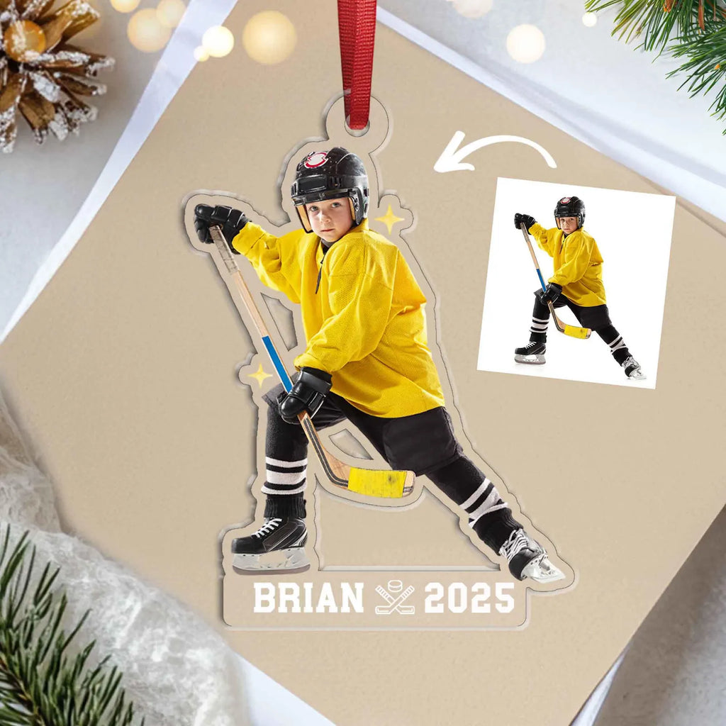 Personalized Ice Hockey Christmas Ornament, Sport Photo Ornament, Hockey Player Gift, Hockey Team Gift, Hockey Coach Gift, Christmas Decor. COBILUMIE67
