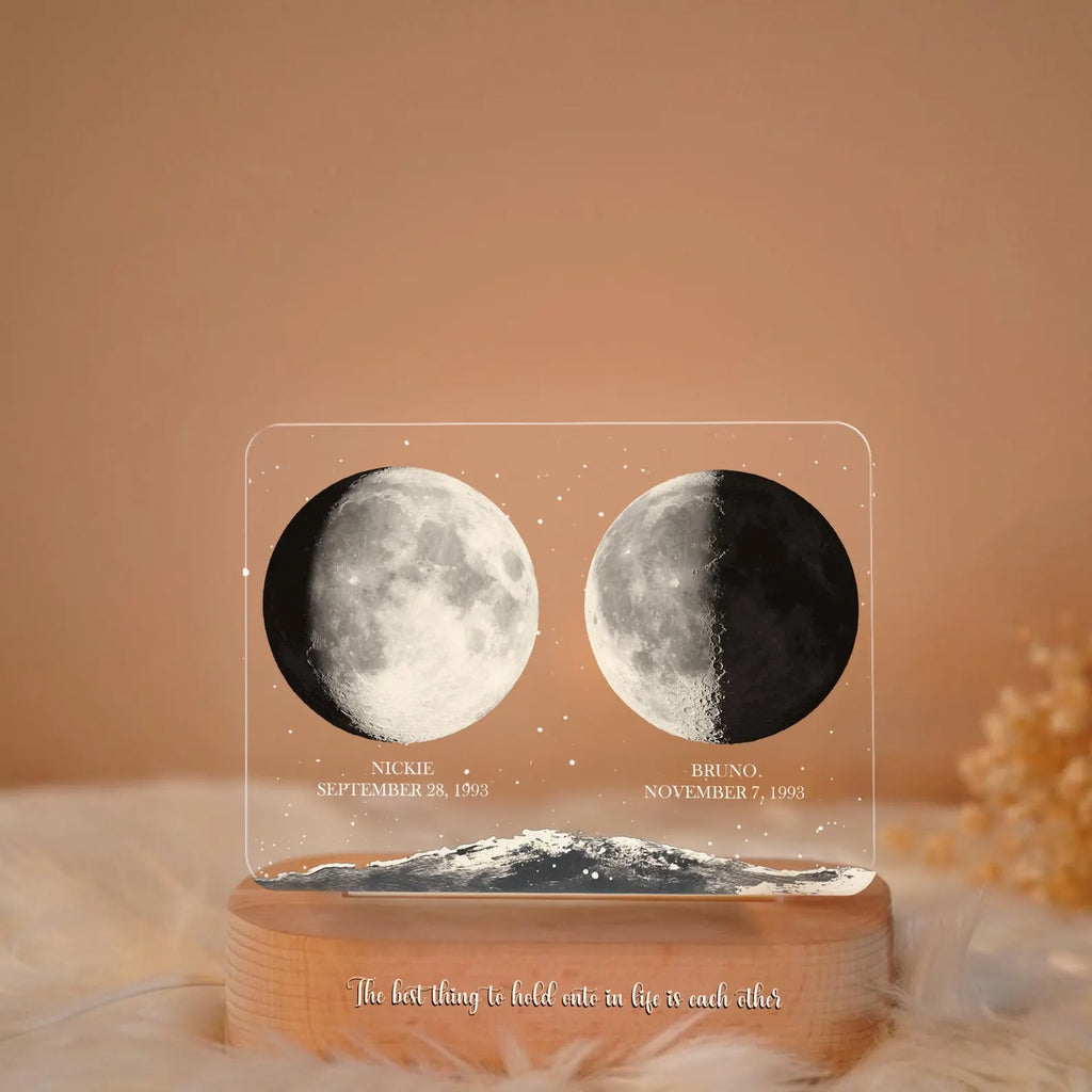 Personalized Moon Phases Couple Night Light, Custom Moon Phase, Anniversary Gift, Gift For Couple, Engagement Gifts, Married Couple Gift.NLFRBILUMIE18 NLFRBILUMIE18