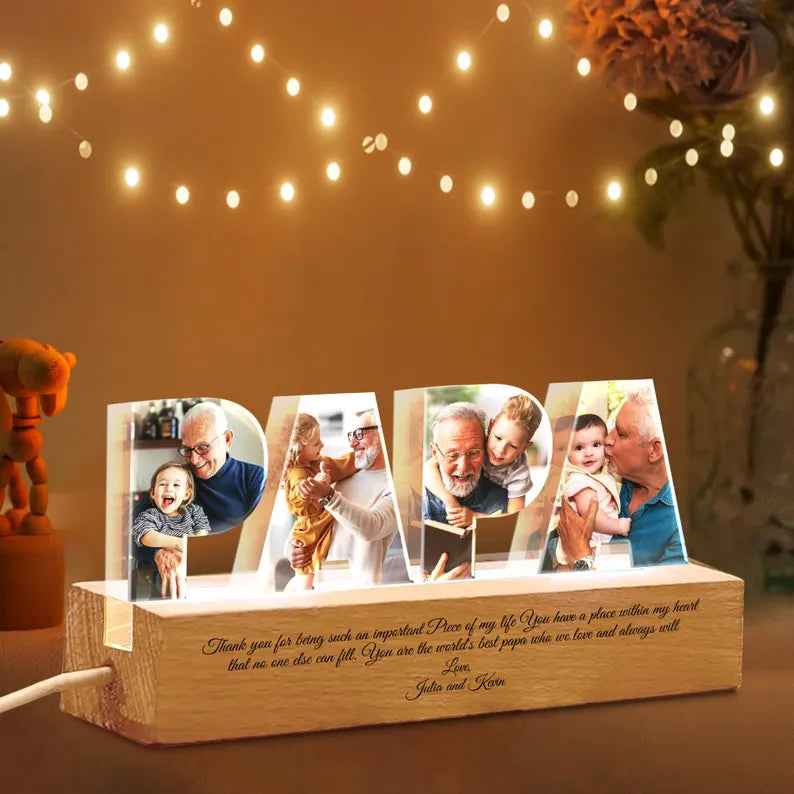 Custom Grandpa Photo Collage Light, Papa Night Light, Family Photo Gift, Gift For Grandpa, Gift For Papa, Christmas Gift From Grandkids. FDBILUMIE10