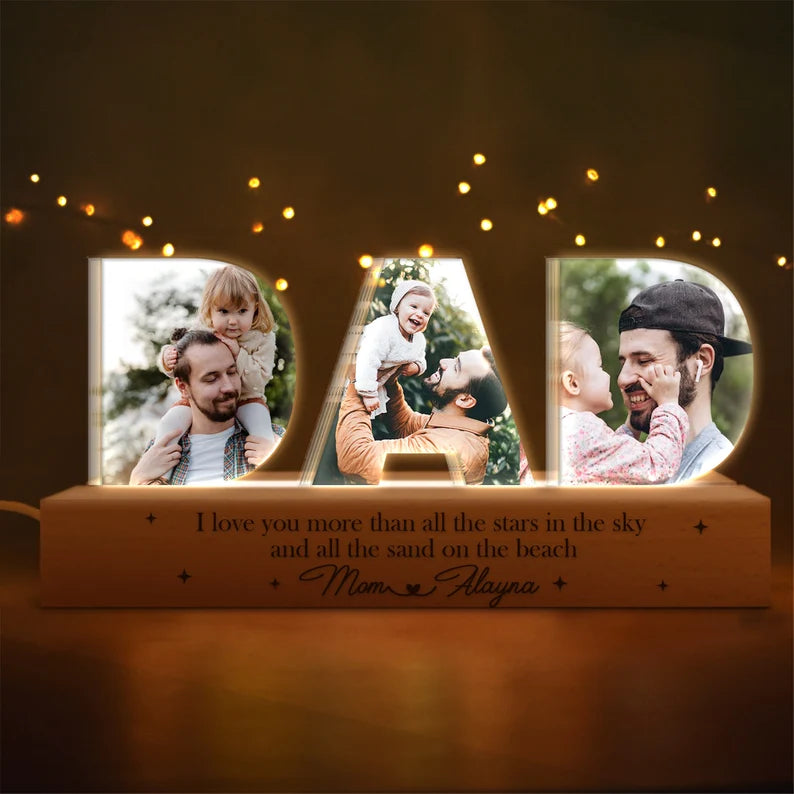 Personalized Dad Night Light, Custom Dad Photo Collage, Father's Day Gift, Gift for Dad, Best Dad Gift, Dad Gift From Kids, Gift For Husband. FDBILUMIE6