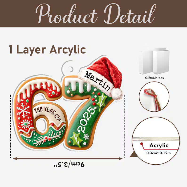 Custom Name Six Seven Ornament, Funny 6 7 Christmas Ornament, Kids Christmas Ornament, Gen Alpha Humor Ornament, Christmas Tree Decor. COBILUMIE10
