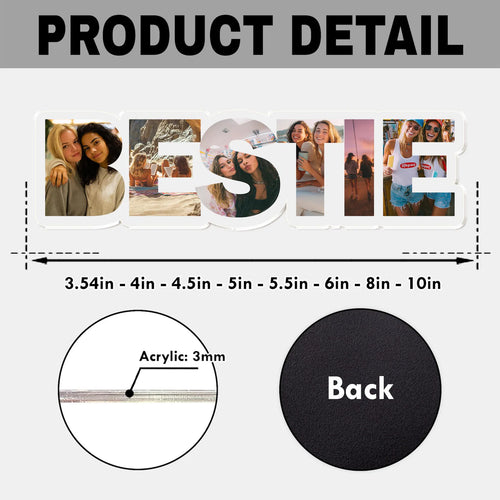 Custom Bestie Photo Collage Fridge Magnet, Custom Best Friend Birthday Gift, Gift For Sister, Soul Sister Gift, BFF Gift, Gift For Her. MDBILUMIE9