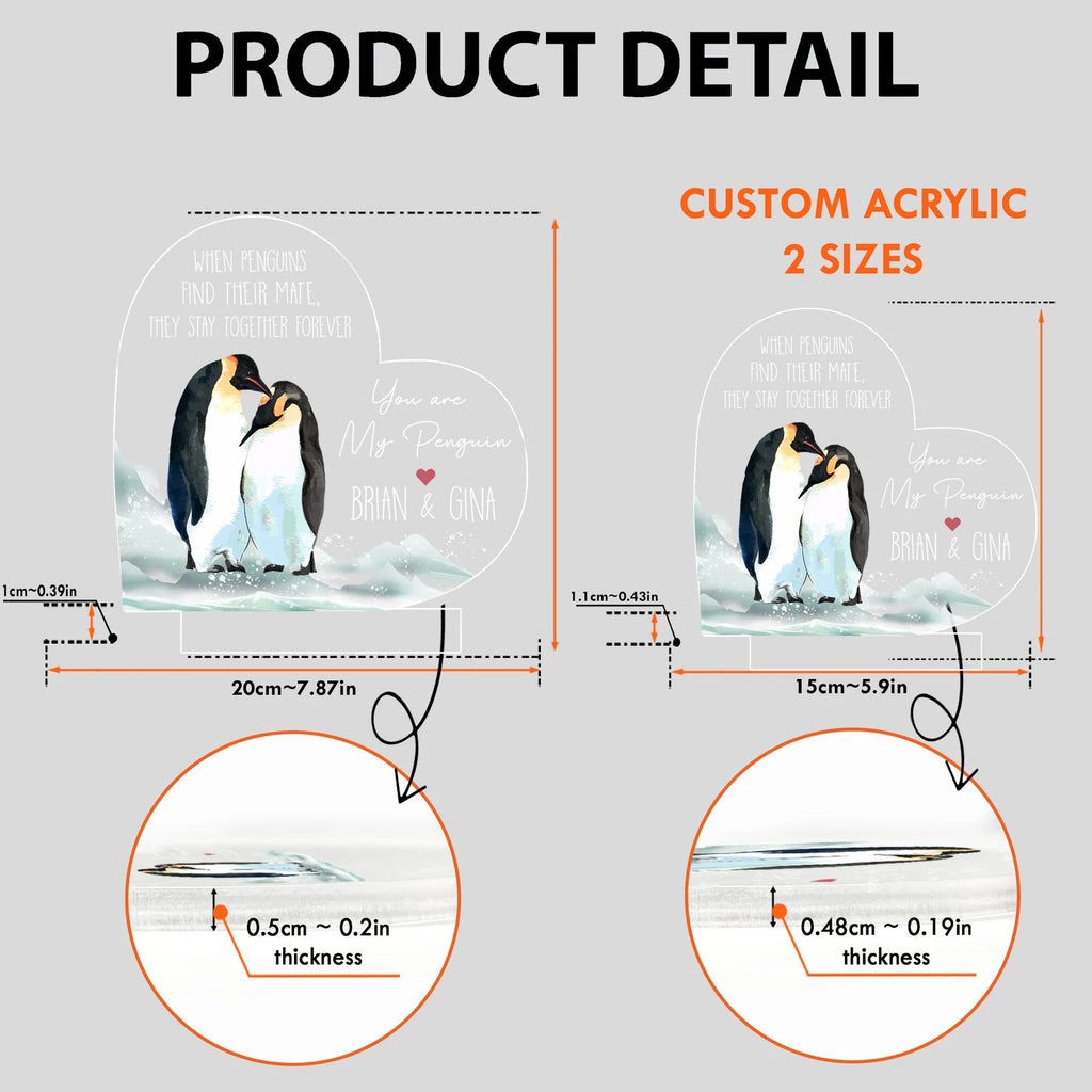 Personalized You Are My Penguin Night Light, Custom Anniversary Gift, Couple Name Night Light, Gift For Husband, Gift For Wife. NLFRBILUMIE16