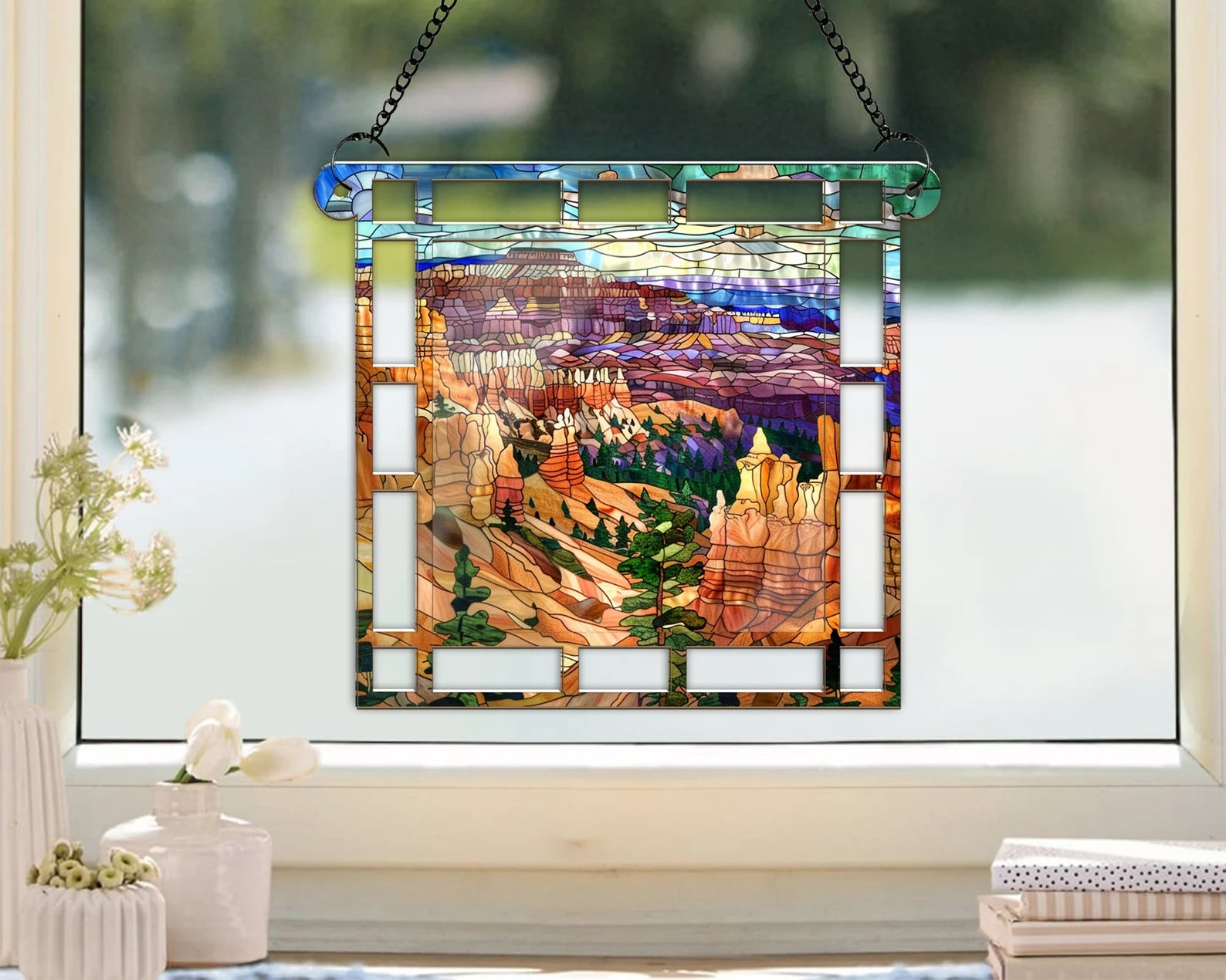 Bryce Canyon National Park Suncatcher, US National Parks Window Hanging Suncatcher, Landscape Suncatcher, Traveler Gift, Housewarming Gift. SCBILUMIE11