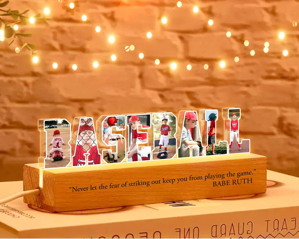 Custom Baseball Photo Collage Night Light, Custom Baseball Player Gift, Gift For Kids, Baseball Lover Gift, Sport Player Gift, Home Decor. NLFRBILUMIE4