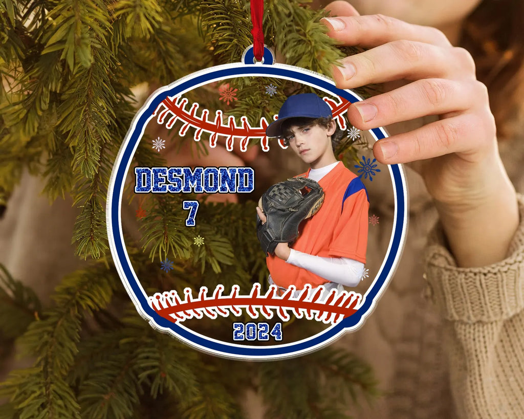 Custom Baseball Photo Christmas Ornament, Sport Ornament, Baseball Christmas Gift, Baseball Player Gift, Baseball Team Gift, Christmas Decor. COBILUMIE23