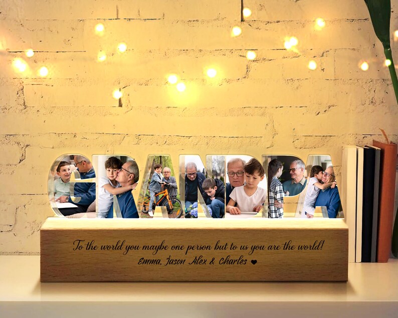 Custom Grandpa Collage Photo Night Light, Custom Gift For Dad, Father's Day Gift, Grandpa Gift From Grandkids, Grandparents Gift. FDBILUMIE12