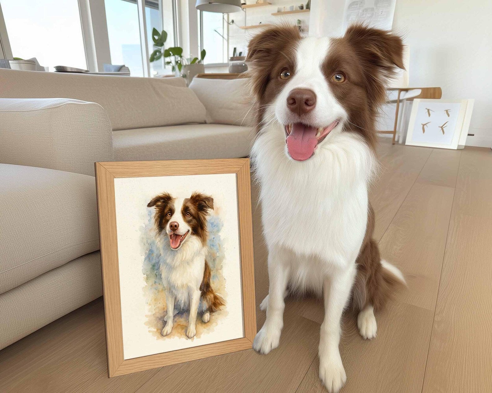 Custom Pet Portrait From Photo Wooden Hanging, Custom Dog Photo Frame, Pet Memorial Gift, Dog Loss Sympathy Gift, Gift For Dog Lovers. PTBILUMIE4
