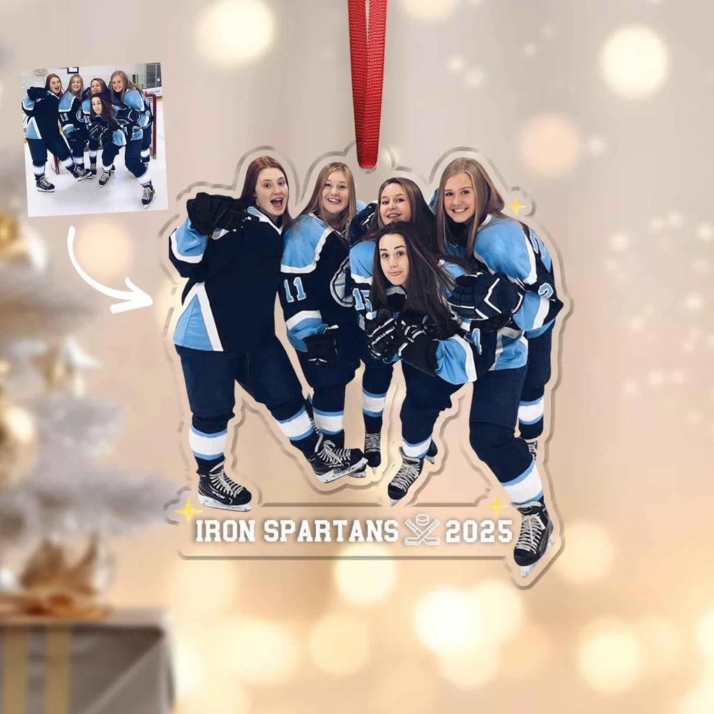 Personalized Ice Hockey Christmas Ornament, Sport Photo Ornament, Hockey Player Gift, Hockey Team Gift, Hockey Coach Gift, Christmas Decor. COBILUMIE67