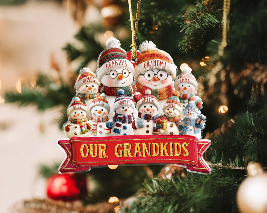 Custom Grandma Snowman Christmas Ornament, Custom Snowman Family Ornament, Grandma Gift, Gift For Grandparents, Christmas Tree Decor COBILUMIE45