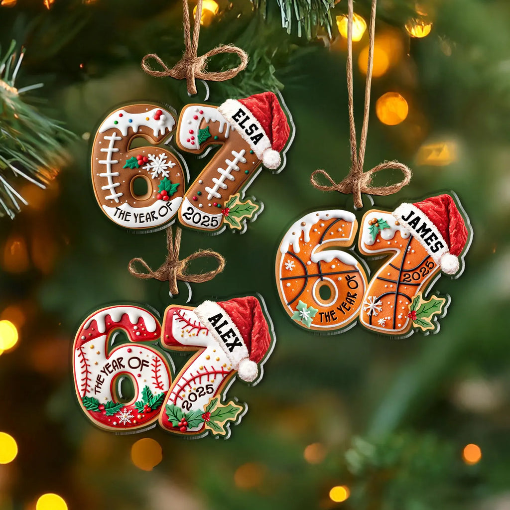 Custom Basketball Six Seven Ornament, Funny 6 7 Christmas Ornament, Sport Ornament, Kids Ornament, Basketball Gift, Gen Alpha Humor Ornament COBILUMIE44